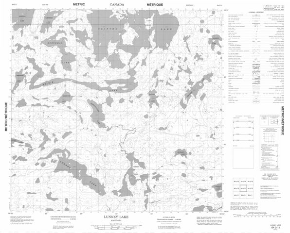 Lunney Lake Topographic Paper Map 064J11 at 1:50,000 scale