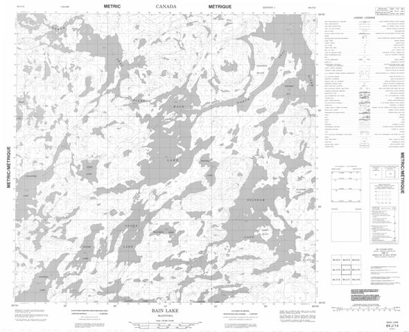 Bain Lake Topographic Paper Map 064J14 at 1:50,000 scale