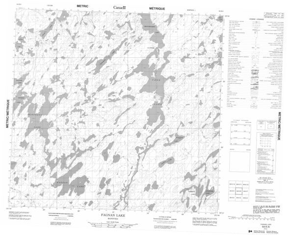 Fagnan Lake Topographic Paper Map 064K06 at 1:50,000 scale