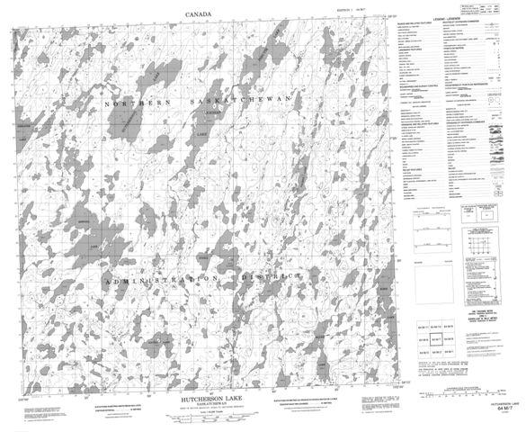 Hutcherson Lake Topographic Paper Map 064M07 at 1:50,000 scale