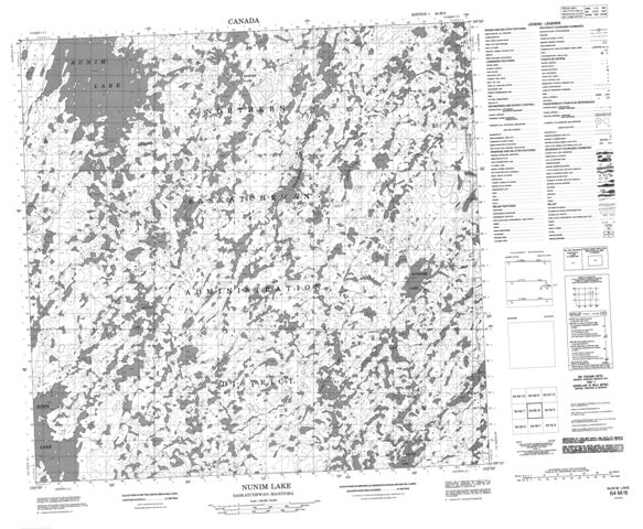 Nunim Lake Topographic Paper Map 064M08 at 1:50,000 scale