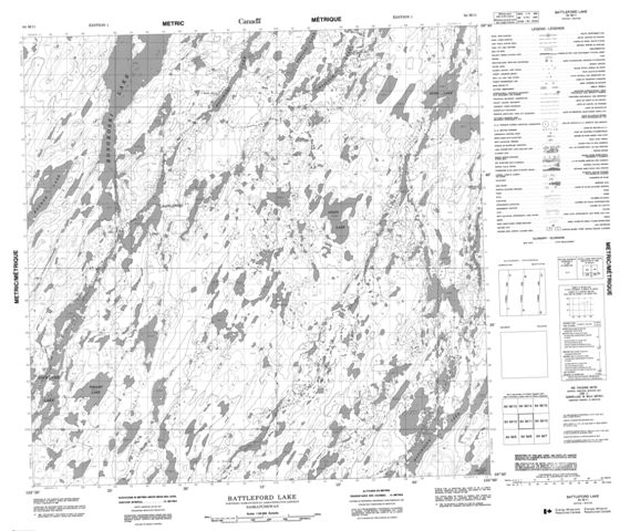 Battleford Lake Topographic Paper Map 064M11 at 1:50,000 scale