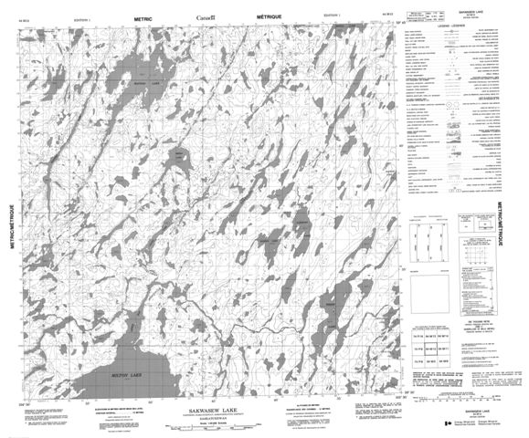 Sakwasew Lake Topographic Paper Map 064M12 at 1:50,000 scale