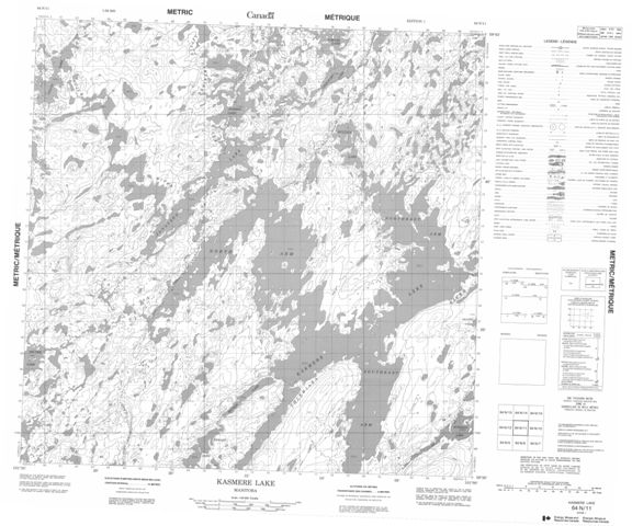 Kasmere Lake Topographic Paper Map 064N11 at 1:50,000 scale