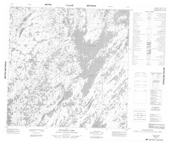 Putahow Lake Topographic Paper Map 064N15 at 1:50,000 scale