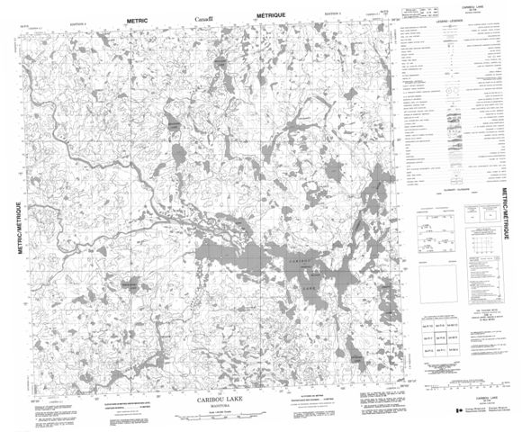 Caribou Lake Topographic Paper Map 064P08 at 1:50,000 scale