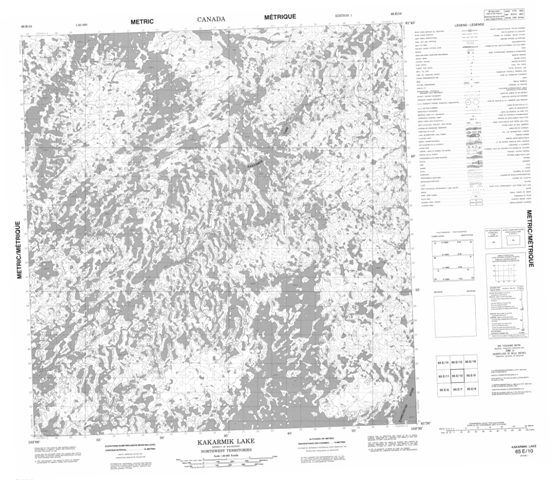 Kakarmik Lake Topographic Paper Map 065E10 at 1:50,000 scale