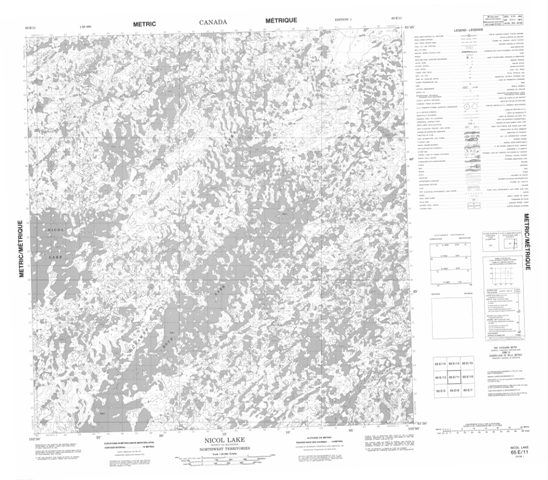 Nicol Lake Topographic Paper Map 065E11 at 1:50,000 scale
