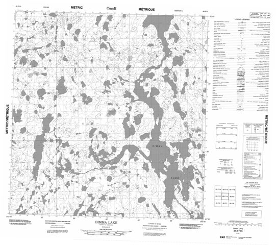 Dimma Lake Topographic Paper Map 065F10 at 1:50,000 scale