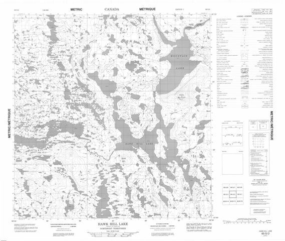 Hawk Hill Lake Topographic Paper Map 065G02 at 1:50,000 scale