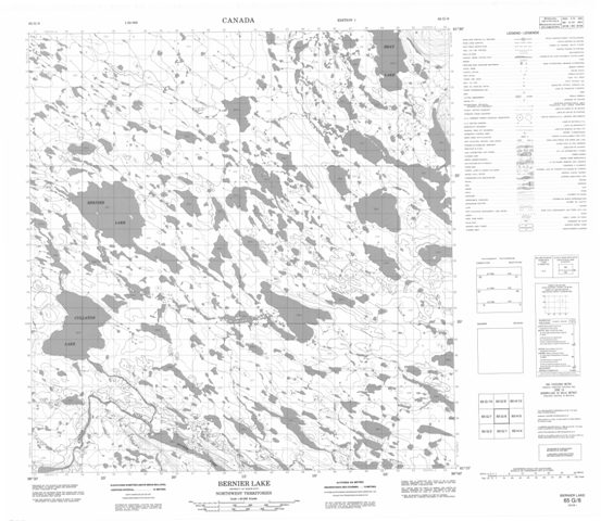 Bernier Lake Topographic Paper Map 065G08 at 1:50,000 scale