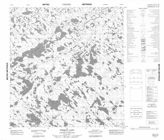 Krekot Lake Topographic Paper Map 065G10 at 1:50,000 scale