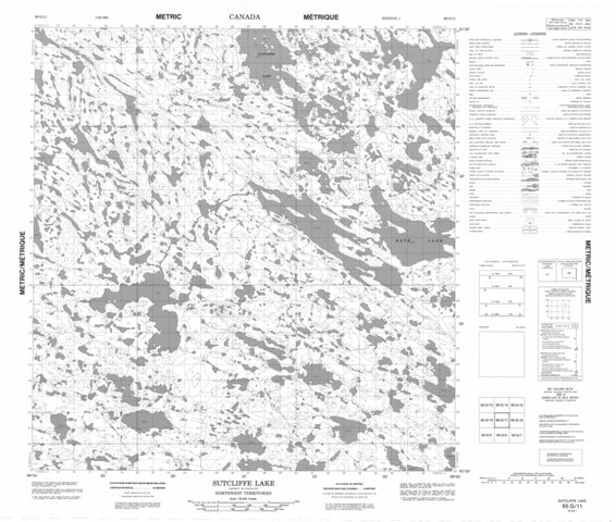 Sutcliffe Lake Topographic Paper Map 065G11 at 1:50,000 scale