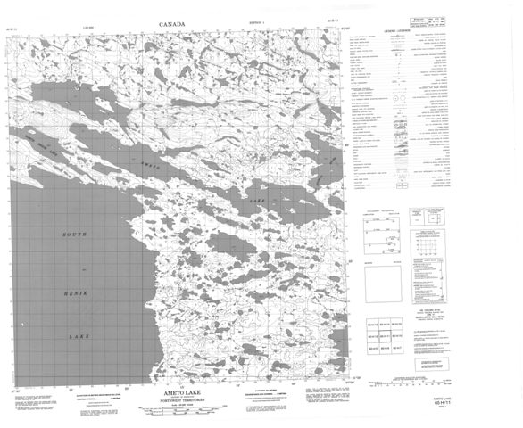 Ameto Lake Topographic Paper Map 065H11 at 1:50,000 scale