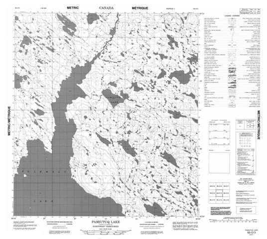Pamiutuq Lake Topographic Paper Map 065O03 at 1:50,000 scale