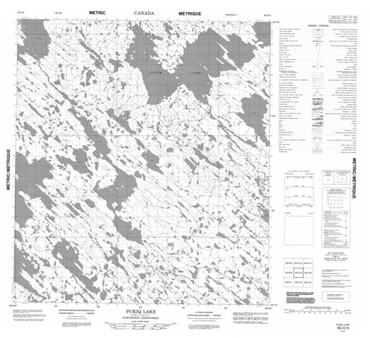Pukiq Lake Topographic Paper Map 065O05 at 1:50,000 scale