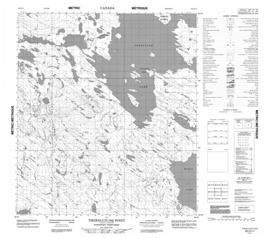 Tikiralujuaq Point Topographic Paper Map 065O11 at 1:50,000 scale