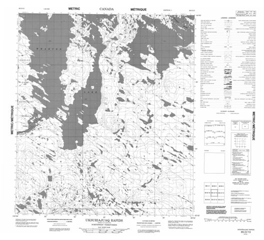 Uksuriajuaq Rapids Topographic Paper Map 065O13 at 1:50,000 scale
