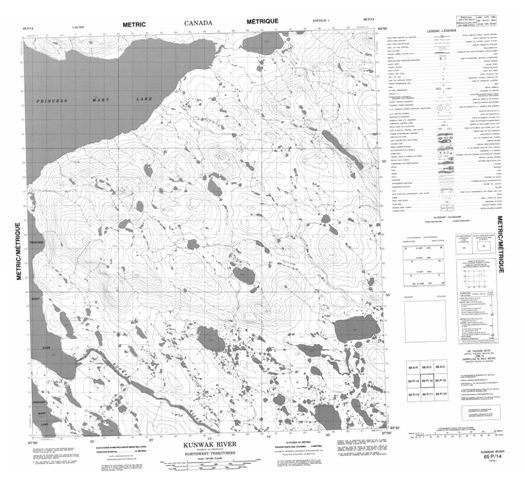 Kunwak River Topographic Paper Map 065P14 at 1:50,000 scale