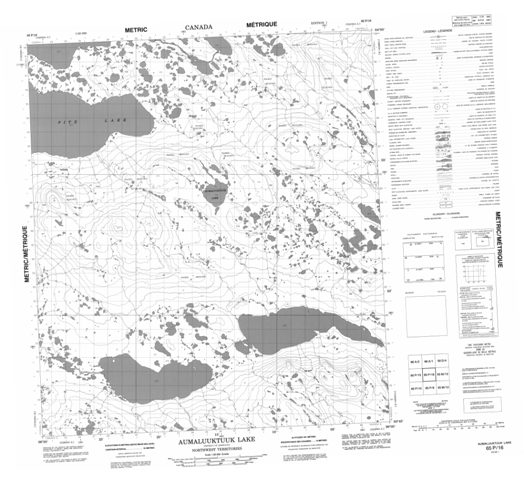 Aumaluuktuuk Lake Topographic Paper Map 065P16 at 1:50,000 scale