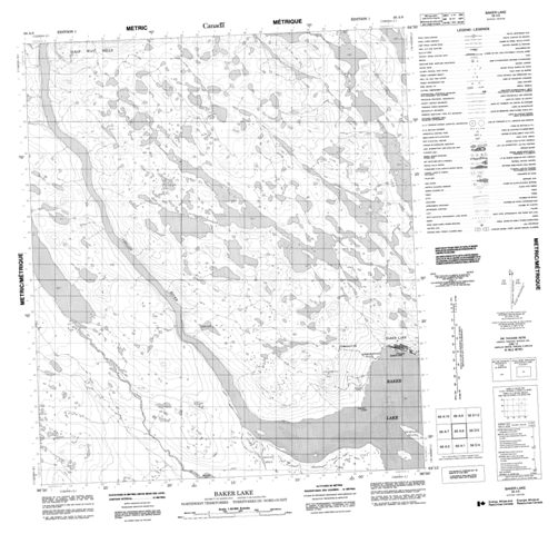 Baker Lake Topographic Paper Map 066A08 at 1:50,000 scale