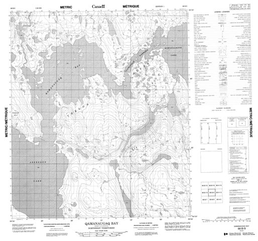 Qamanaugaq Bay Topographic Paper Map 066B09 at 1:50,000 scale
