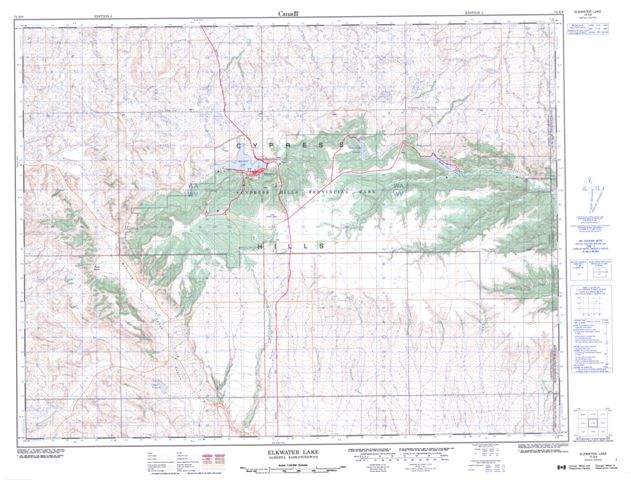 Elkwater Lake Topographic Paper Map 072E09 at 1:50,000 scale