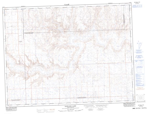 Badland Lake Topographic Paper Map 072F08 at 1:50,000 scale