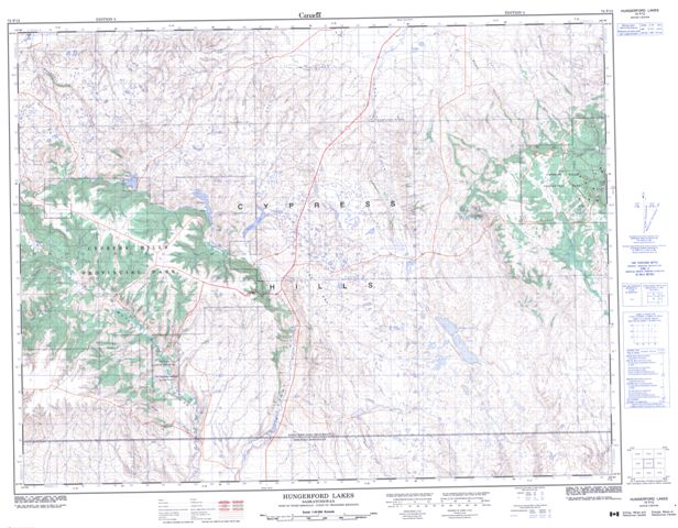 Hungerford Lakes Topographic Paper Map 072F12 at 1:50,000 scale