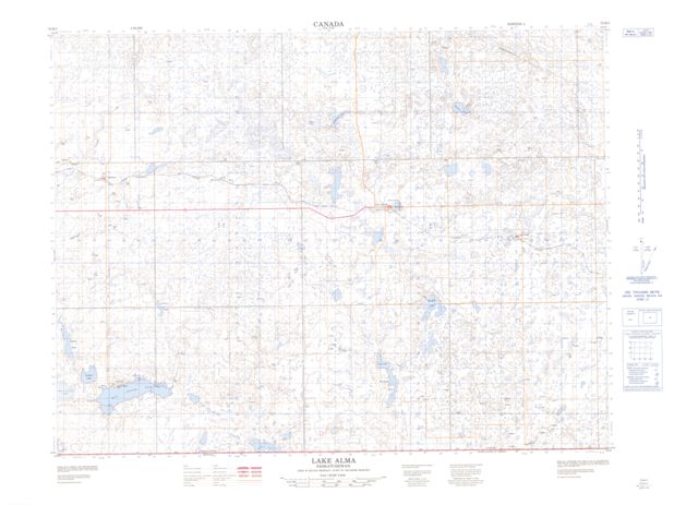 Lake Alma Topographic Paper Map 072H01 at 1:50,000 scale