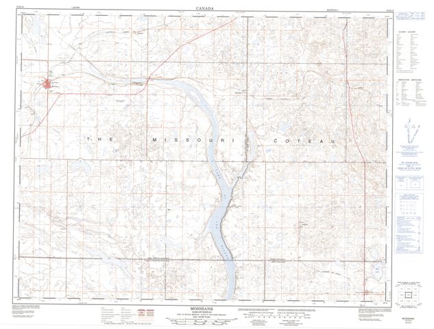 Mossbank Topographic Paper Map 072H13 at 1:50,000 scale