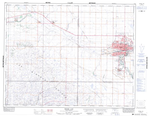 Moose Jaw Topographic Paper Map 072I05 at 1:50,000 scale