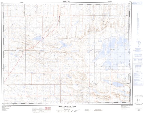Many Island Lake Topographic Paper Map 072L01 at 1:50,000 scale