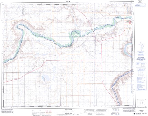 Bindloss Topographic Paper Map 072L16 at 1:50,000 scale