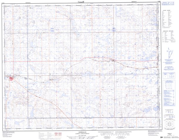 Sibbald Topographic Paper Map 072M08 at 1:50,000 scale