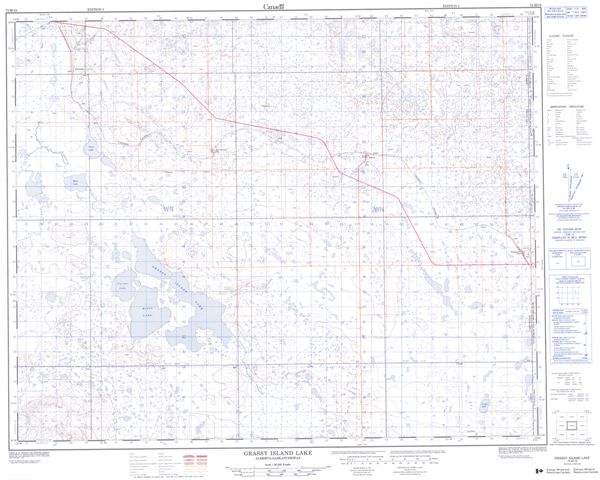 Grassy Island Lake Topographic Paper Map 072M16 at 1:50,000 scale