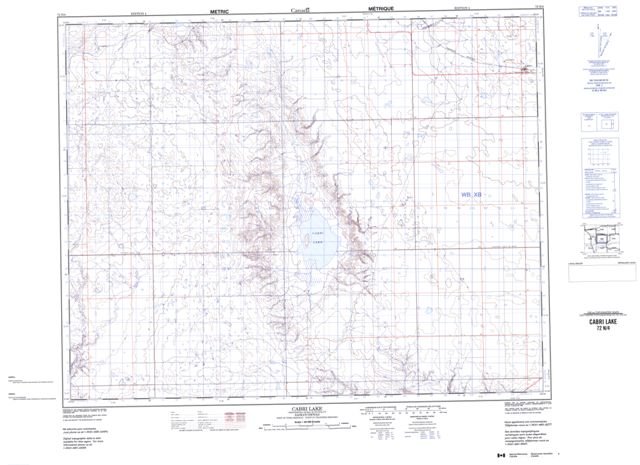Cabri Lake Topographic Paper Map 072N04 at 1:50,000 scale