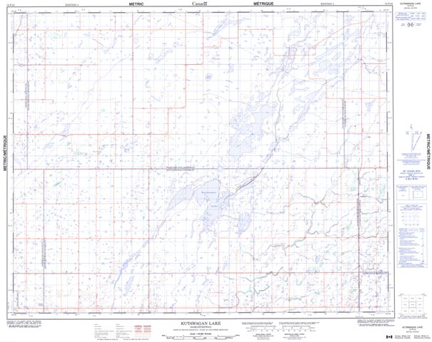 Kutawagan Lake Topographic Paper Map 072P10 at 1:50,000 scale
