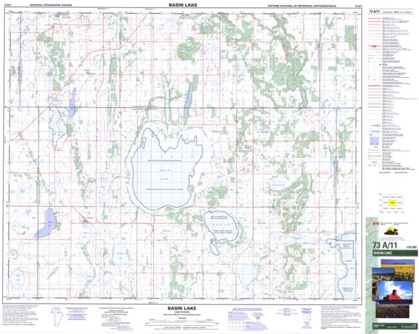 Basin Lake Topographic Paper Map 073A11 at 1:50,000 scale