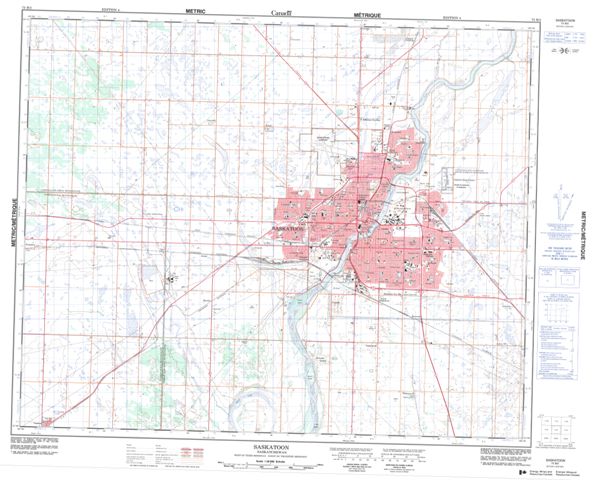 Saskatoon Topographic Paper Map 073B02 at 1:50,000 scale