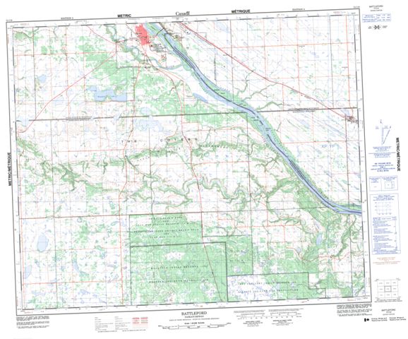 Battleford Topographic Paper Map 073C09 at 1:50,000 scale