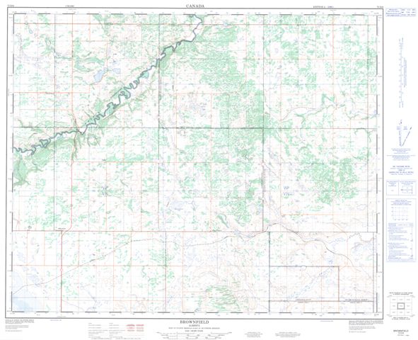 Brownfield Topographic Paper Map 073D06 at 1:50,000 scale