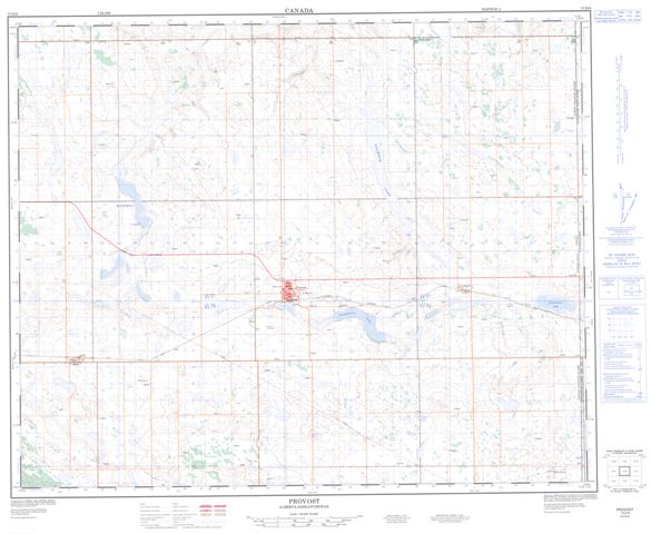 Provost Topographic Paper Map 073D08 at 1:50,000 scale