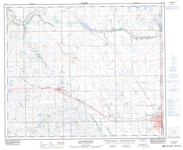 Lloydminster Topographic Paper Map 073E08 at 1:50,000 scale