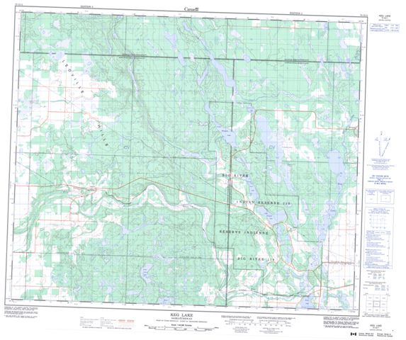 Keg Lake Topographic Paper Map 073G11 at 1:50,000 scale