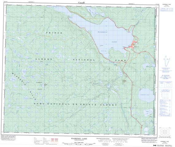 Waskesiu Lake Topographic Paper Map 073G16 at 1:50,000 scale