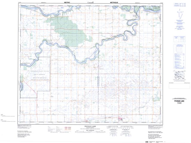 Peonan Lake Topographic Paper Map 073H03 at 1:50,000 scale