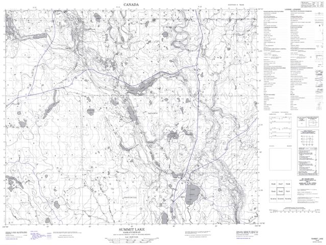 Summit Lake Topographic Paper Map 073I02 at 1:50,000 scale