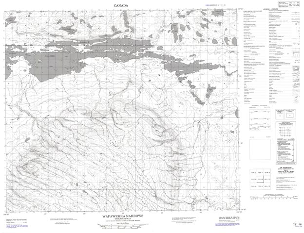 Wapawekka Narrows Topographic Paper Map 073I16 at 1:50,000 scale