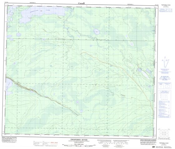 Twoforks River Topographic Paper Map 073J16 at 1:50,000 scale